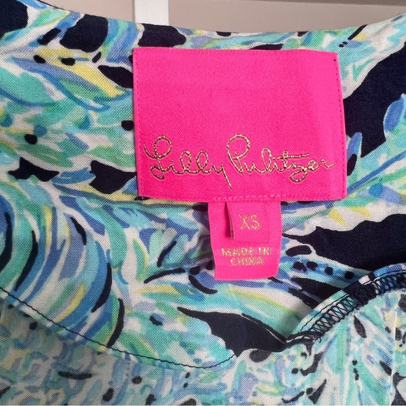 Lilly Pulitzer Madia Tunic Dress in High Tide Navy Scuba Doo SZ XS Preppy Beach - Picture 10 of 12